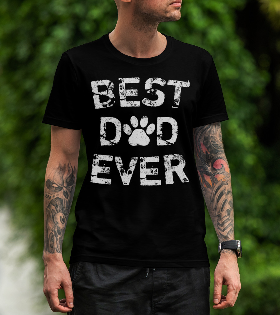 Best Dad Ever Dog Cat Paw Prints T-Shirt
