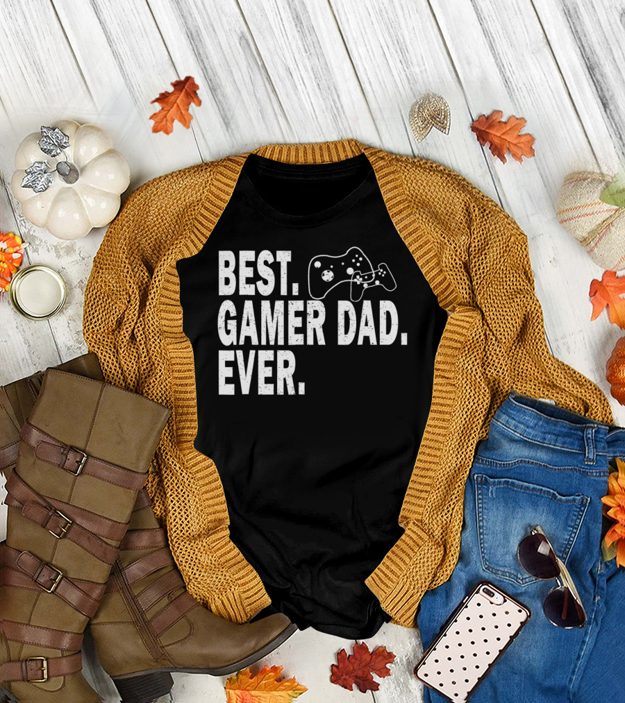 Best Gamer Dad Ever Funny Father Gaming Controller T-Shirt