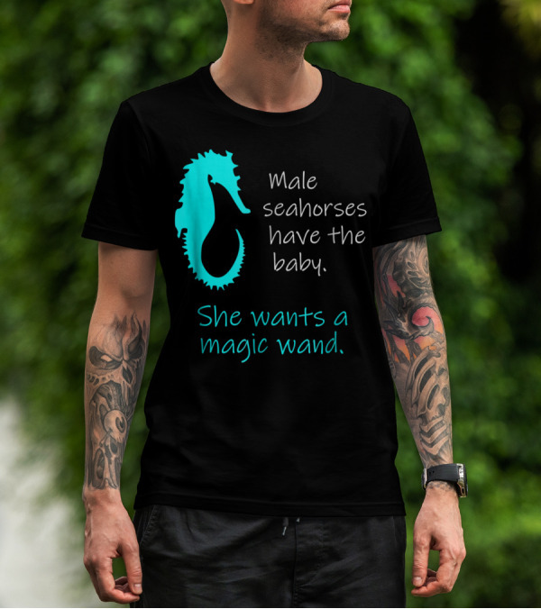 Male Seahorses Have The Baby She Wants A Magic Wand Dad To Be Maternity Tee96 T-Shirt