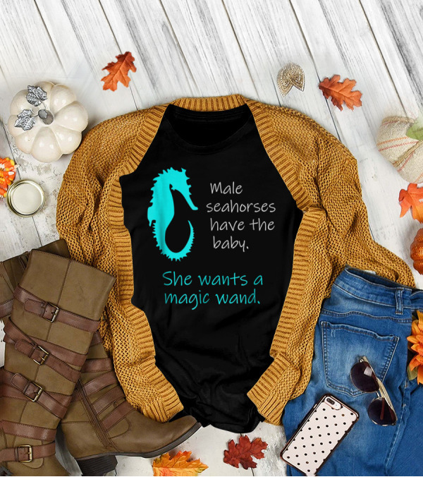 Male Seahorses Have The Baby She Wants A Magic Wand Dad To Be Maternity Tee96 T-Shirt