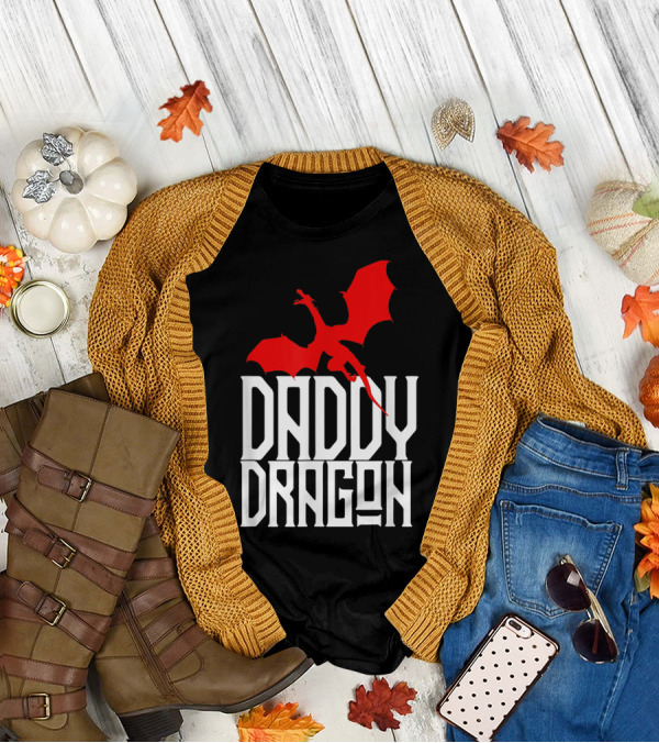 Daddy Dragon Red Matching Family Tribe Dad Father T-Shirt