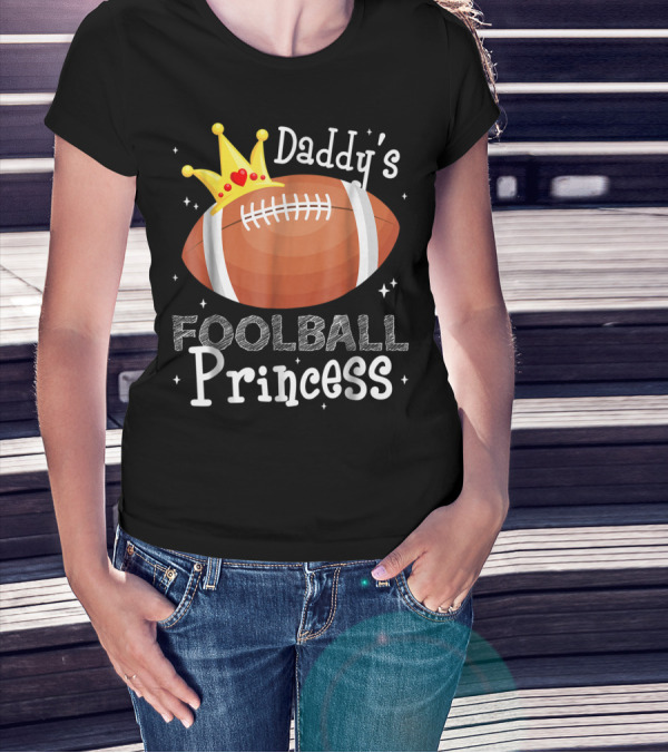 Daddy's Football Princess Football Dad Daughter T-Shirt