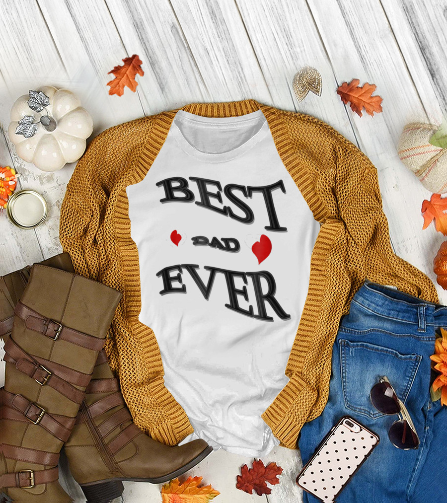 BEST DAD EVER Heart Design Bonus Sticker28 T-Shirt
