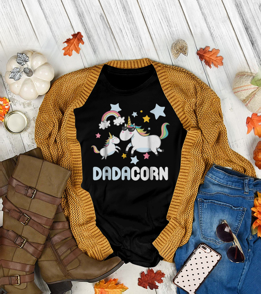 Dadacorn Unicorn with Stars and Rainbow T-Shirt