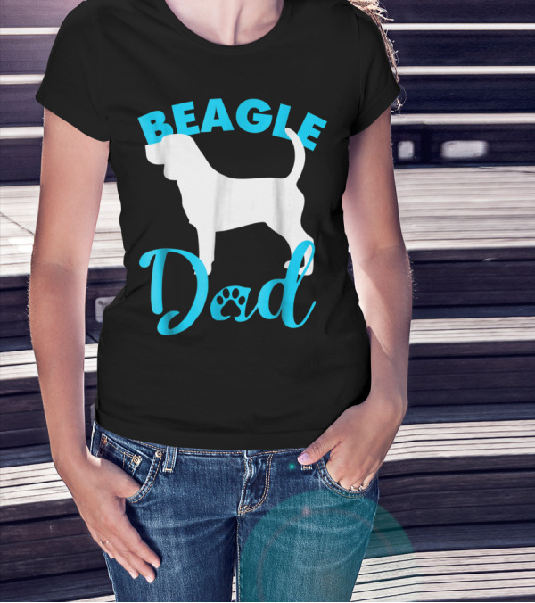 BEAGLE DAD Dog Silhouette Paw Prints T-Shirt