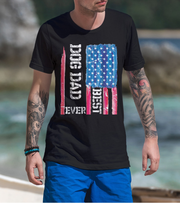 Best Dog Dad Ever Distressed USA Flag T-Shirt