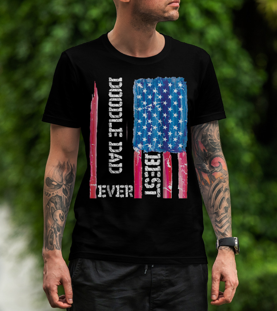 Best Doodle Dad Ever American Flag Distressed Patriotic T-Shirt