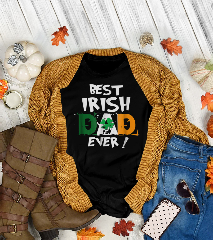 Best Irish Dad Ever Shamrock Flag Colors T-Shirt