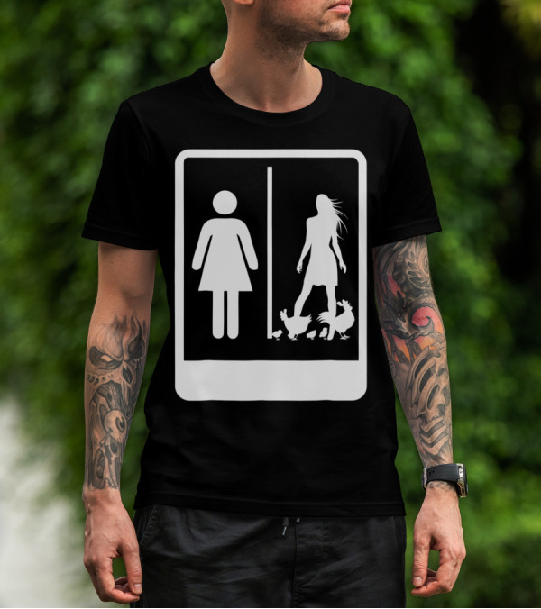 Chicken Dad Funny Rooster My Wife Farmers43 Silhouette Duo With Chickens T-Shirt