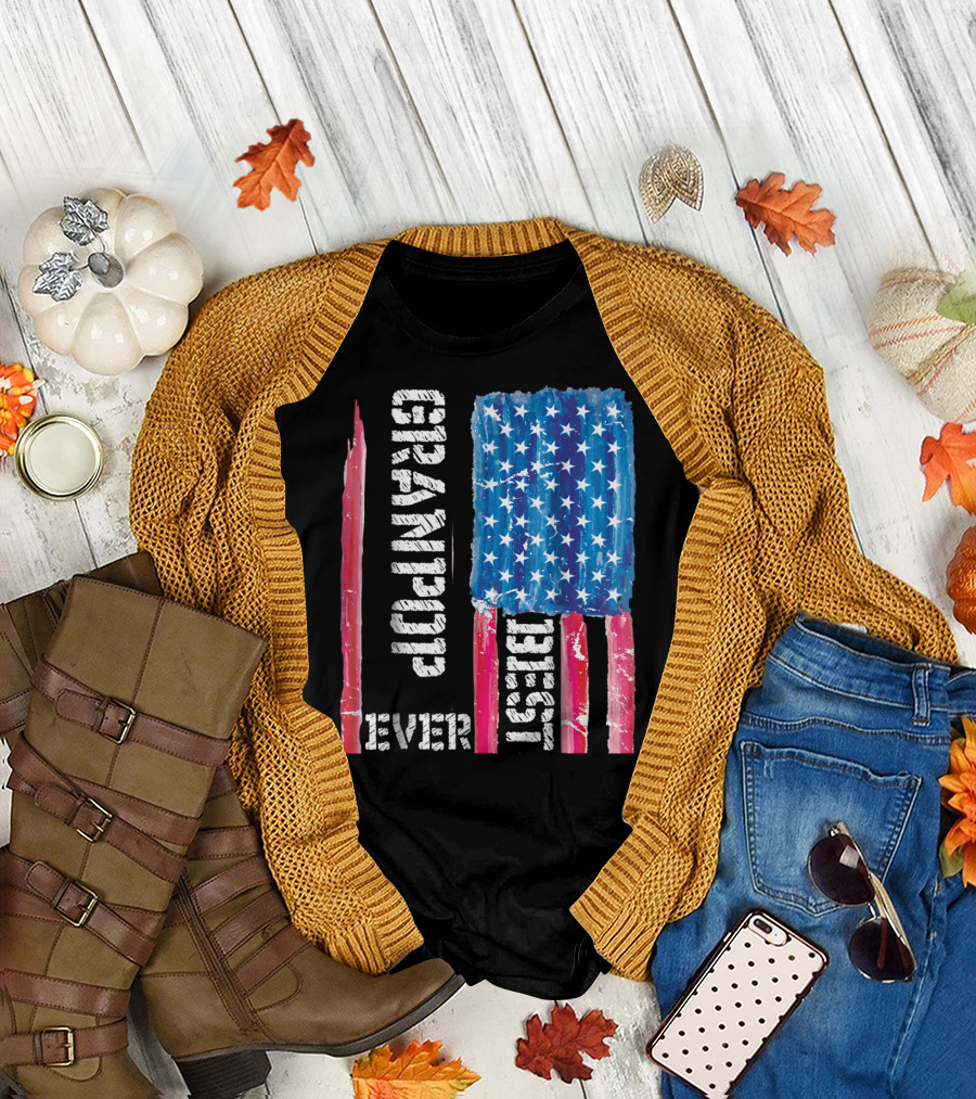 Best Grandpop Ever American Flag Grandfather Patriotic T-Shirt