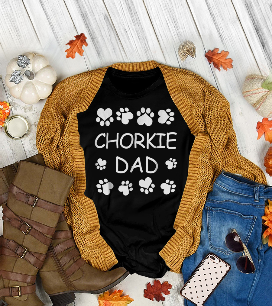 Chorkie Dad Paw Hearts Christmas Birthday Lovers T-Shirt