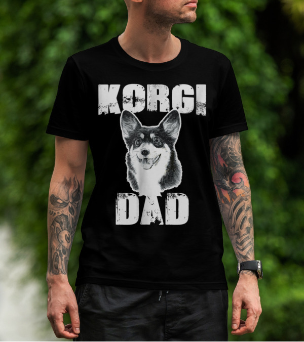 Korgi Dad Black White Fur Father Of Pup 15 T-Shirt