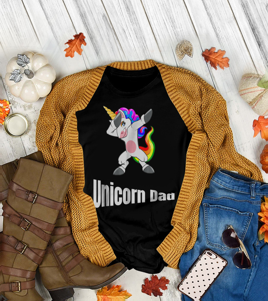 Dabbing Unicorn Dad Rainbow Birthday T-Shirt