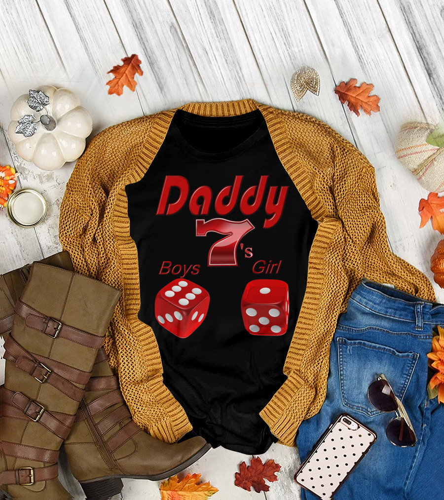 Daddy 7 Boys 1 Girl Red Dice Vegas T-Shirt