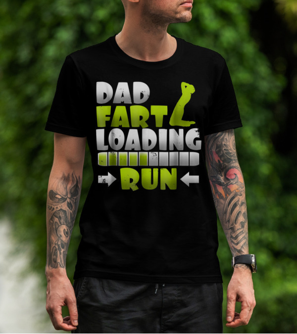 Dad Fart Loading Run Progress Bar Silhouette Arrows T-Shirt