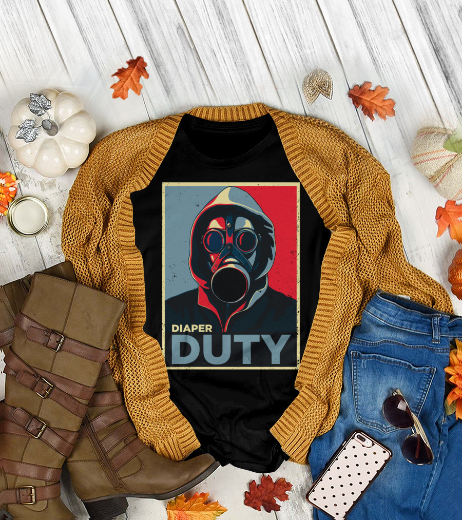 Diaper Duty Gas Mask Hoodie Art Poster Style Baby Dad24 T-Shirt