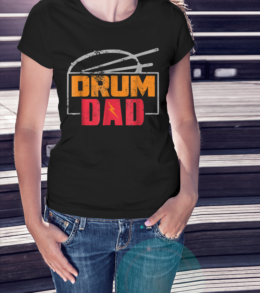 Distressed Drum Drum Dad Drumming Sticks Electric Bolt T-Shirt
