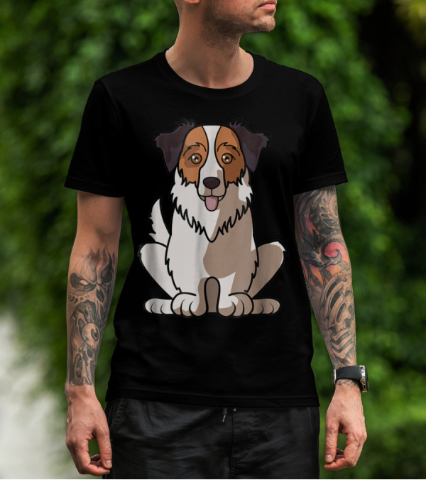 Australian Shepherd Sitting Waiting For Holidays Dad Dog T-Shirt