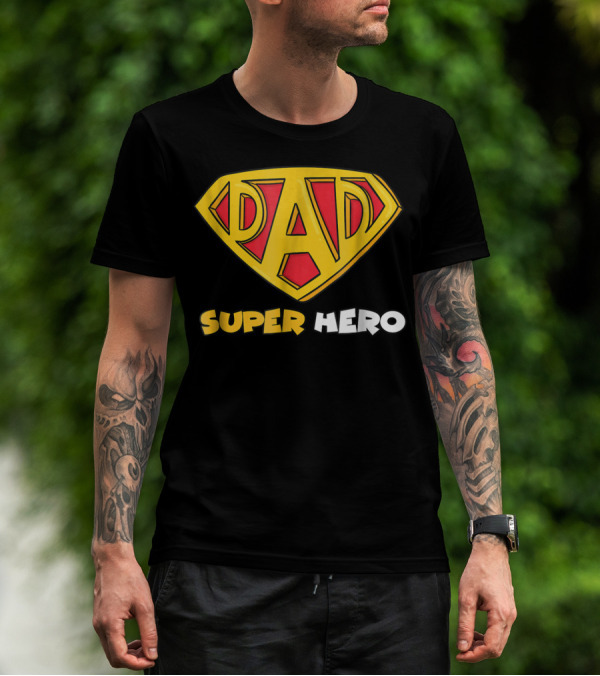 DAD Superhero Iconic Symbol Bold Text Superman T-Shirt