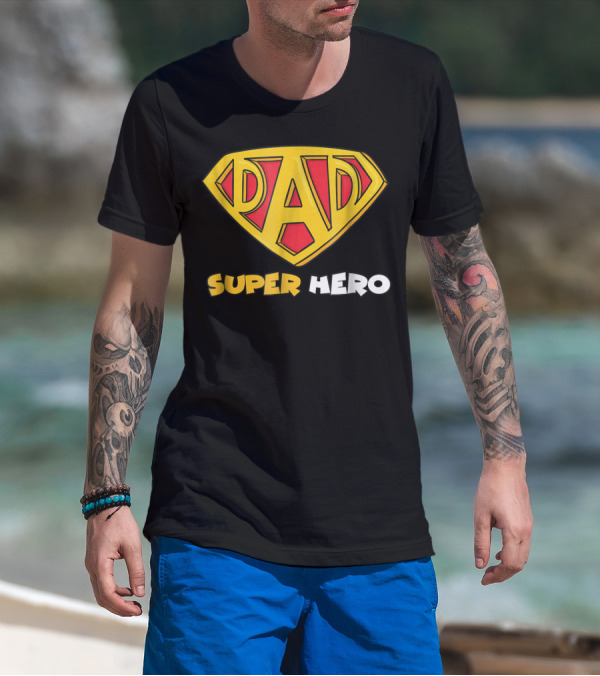 DAD Superhero Iconic Symbol Bold Text Superman T-Shirt