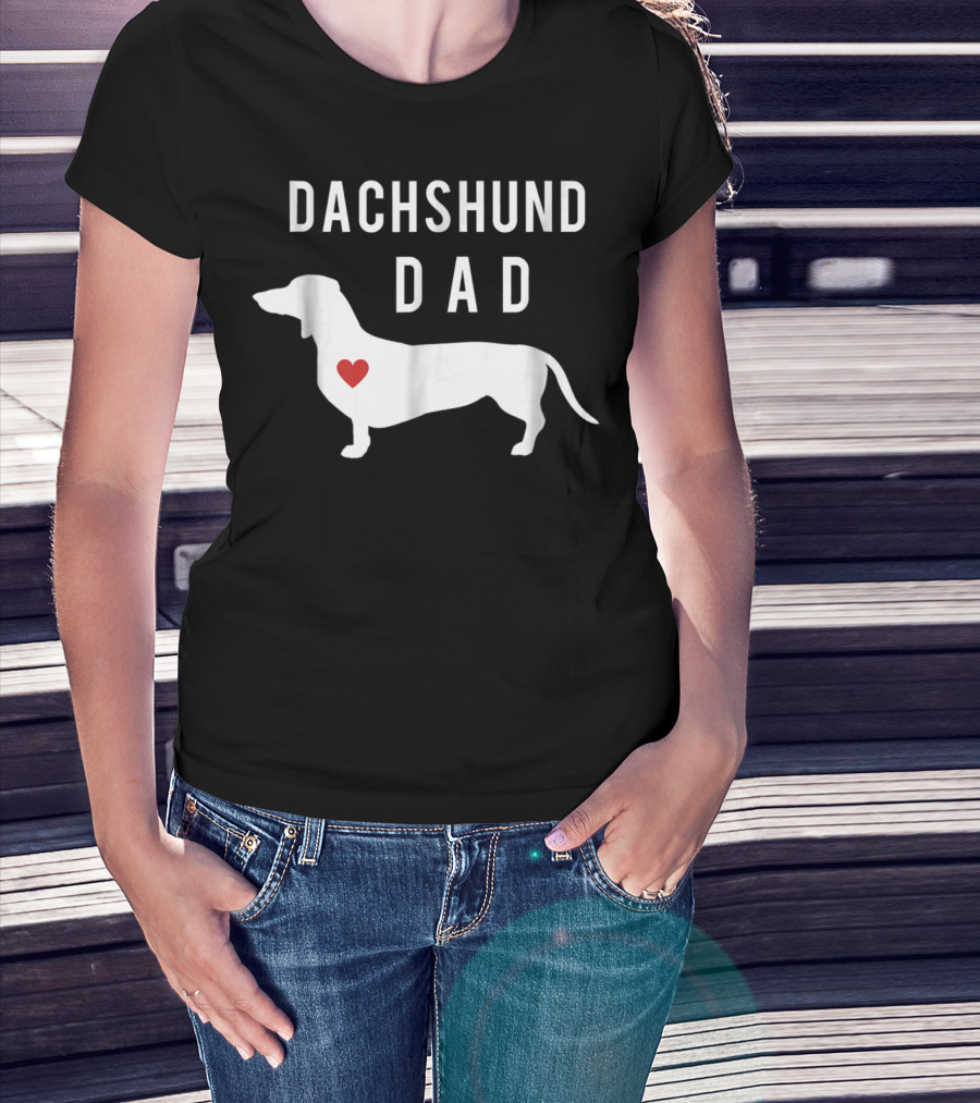 Dachshund Dad Doxie Lover With Dachshund And Heart T-Shirt
