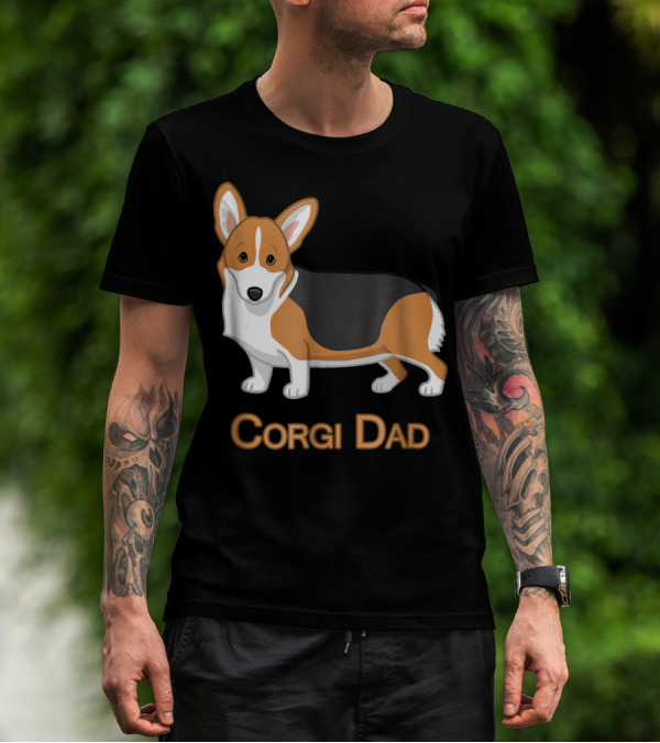 Corgi Dad Cute Red Tricolor Welsh Corgi Lovers T-Shirt