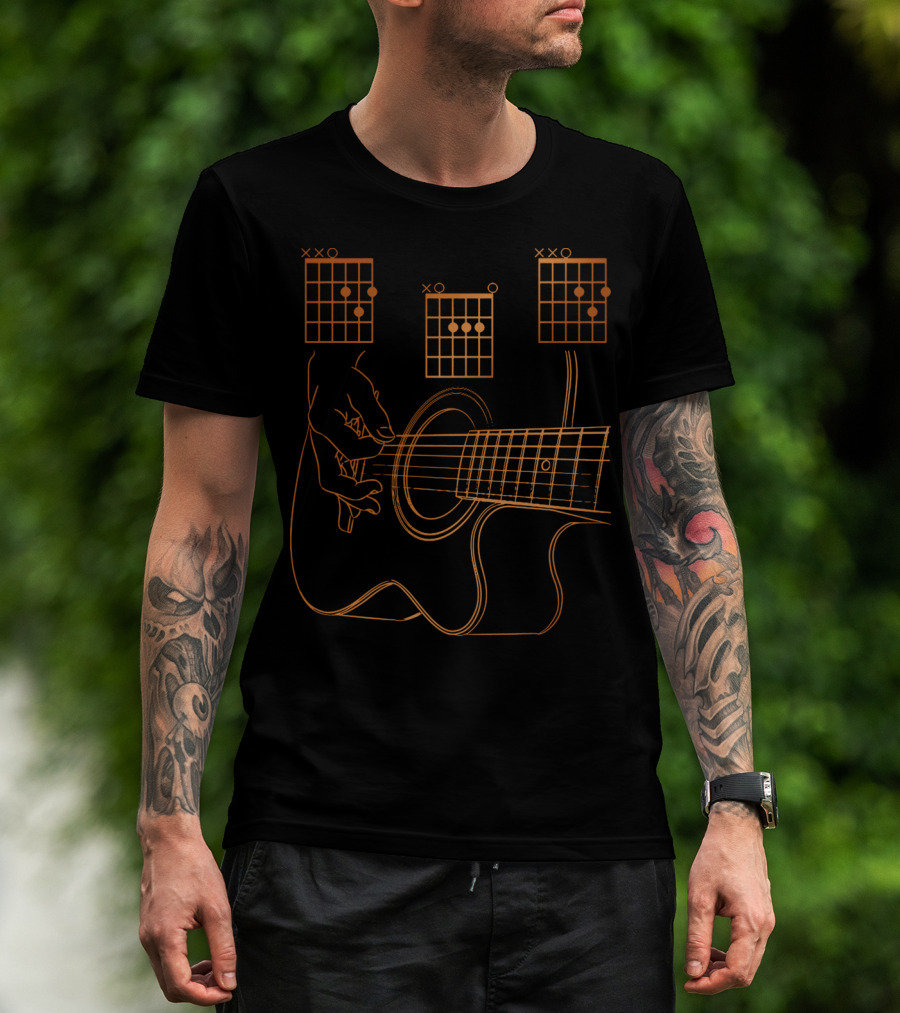 Dad Chords Acoustic Guitar Hand Playing Chord Diagrams T-Shirt