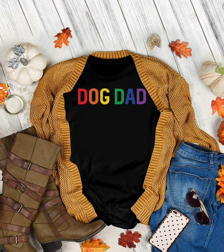 Dog Dad Rainbow Gay Pride T-Shirt