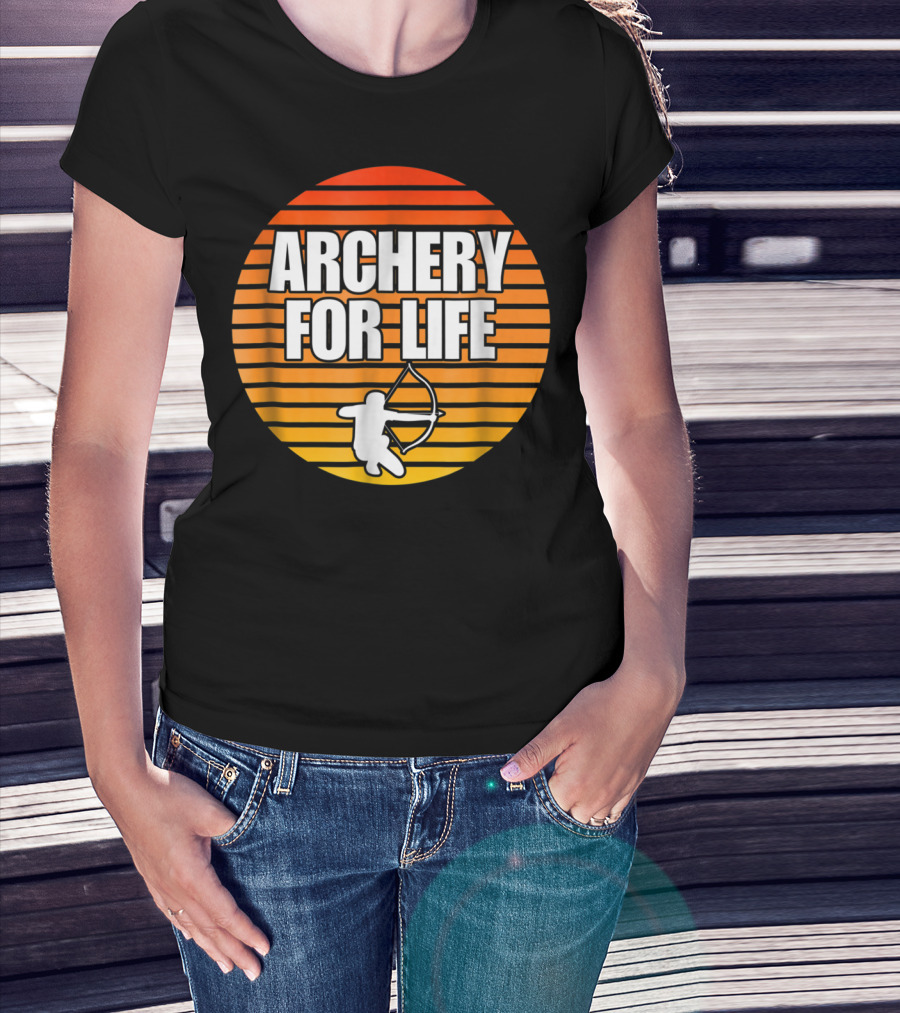 Archery For Life Sunset Silhouette Bow And Arrow T-Shirt