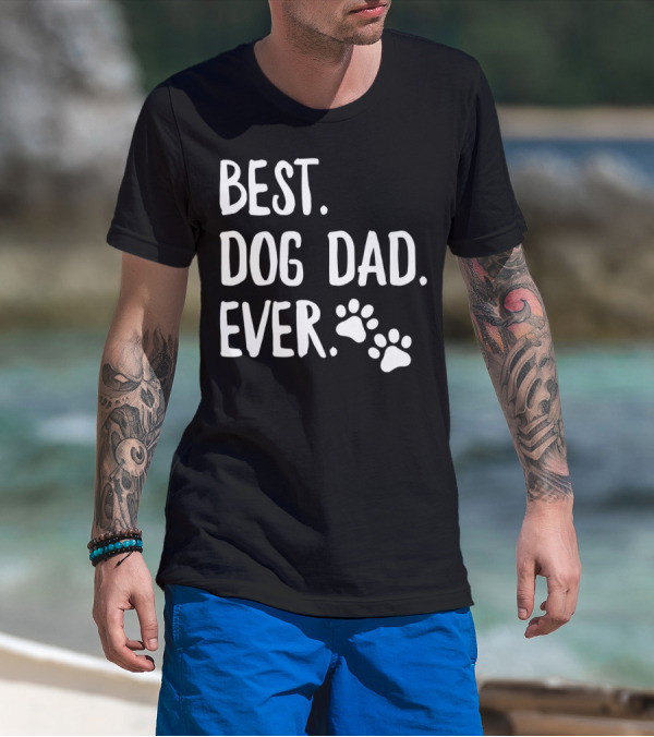 Best Dog Dad Ever Fun Daddy Doodle Premium Dark85 Paws T-Shirt