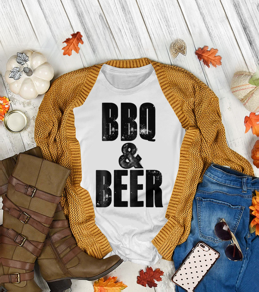 BBQ and Beer Dad Father Papa Husband BBQ and Beer T-Shirt