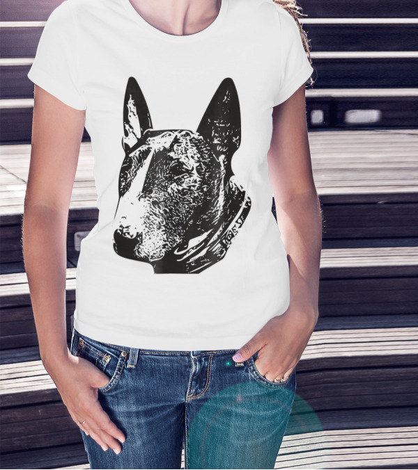 Brindle Bull Terrier Dog Mom Or Dad Head T-Shirt