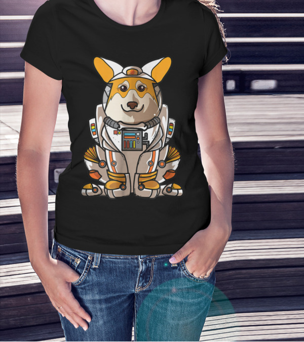 Christmas Space Welsh Corgi Astronaut Suit Dog T-Shirt