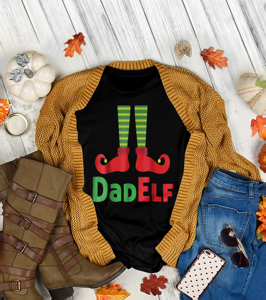 Dad Elf Christmas Family Matching Pajama Party T-Shirt