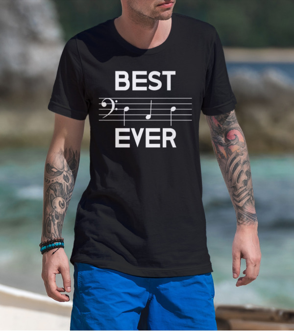 BEST DAD EVER MUSIC BASS CLEF NOTE CLEF STAFF COMPOSITION T-Shirt
