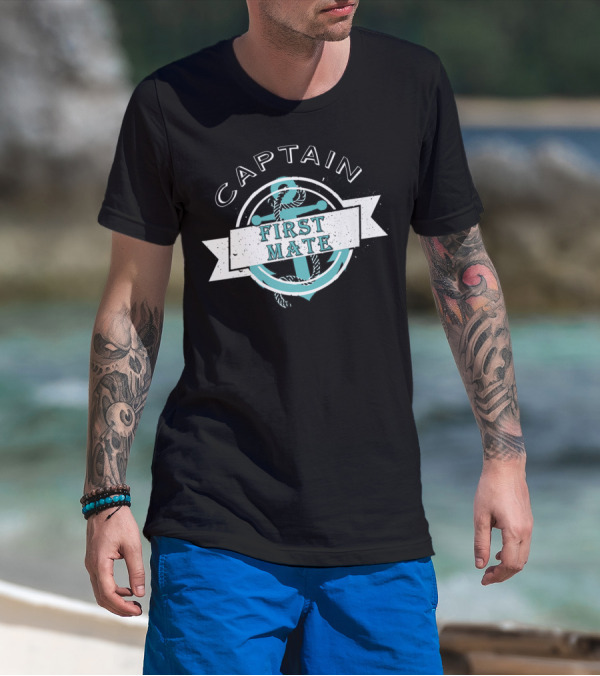 Captain First Mate Sailor Anchor Dad T-Shirt