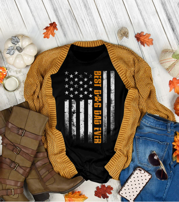 Best Dog Dad Ever American Flag Patriotic Tees83 T-Shirt