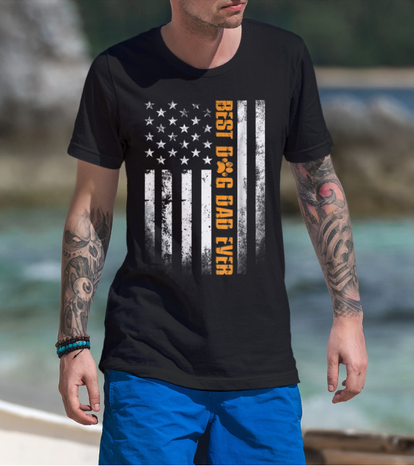 Best Dog Dad Ever American Flag Patriotic Tees83 T-Shirt