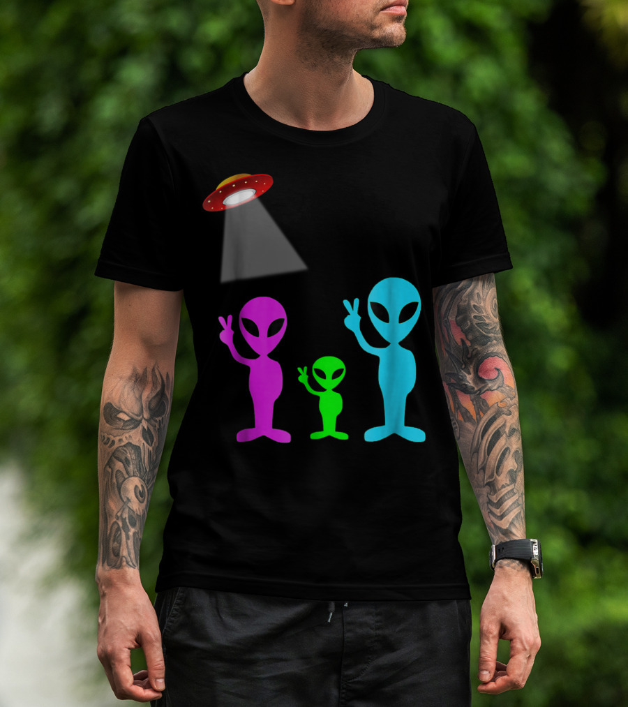 Alien Visitors Fun Space Science Wear Lt88 Peaceful Encounters T-Shirt