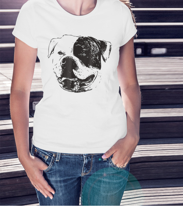 American Bulldog Dog Mom Or Dad Face T-Shirt