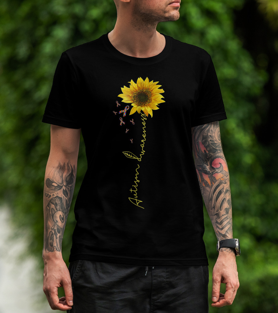 Autism Awareness Sunflower Puzzle Ribbon Kids69 T-Shirt