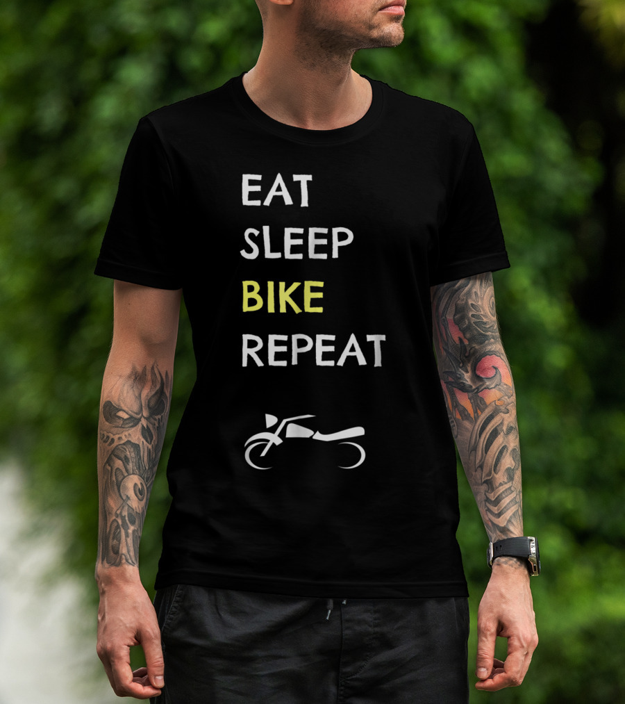 EAT SLEEP BIKE REPEAT Motorcycle Funny Idea Father Biker Dad74 T-Shirt