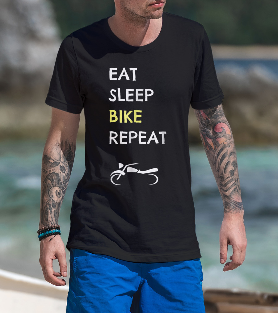 EAT SLEEP BIKE REPEAT Motorcycle Funny Idea Father Biker Dad74 T-Shirt