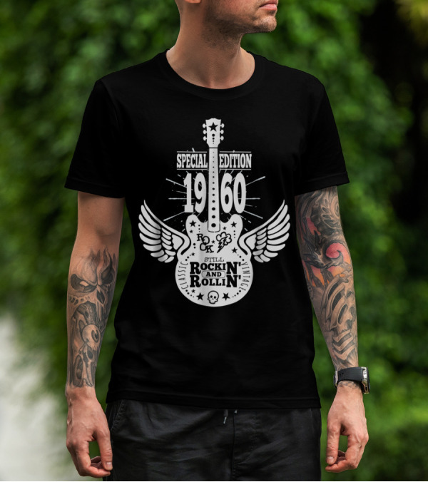 Special Edition 1960 Vintage Classic Rock And Roll Winged Guitar T-Shirt