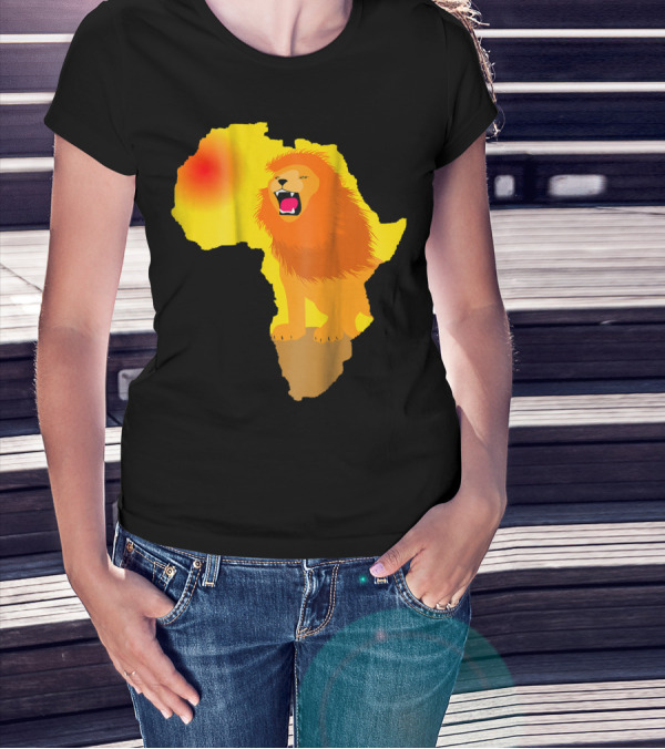 Africa Lion Map Big Five Safari Dad South Animals T-Shirt
