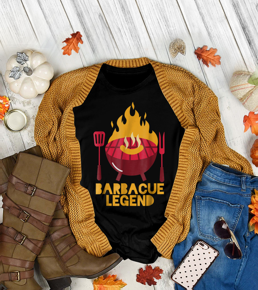 Barbecue Legend Hot BBQ Flaming Grill Grilling Dad62 T-Shirt