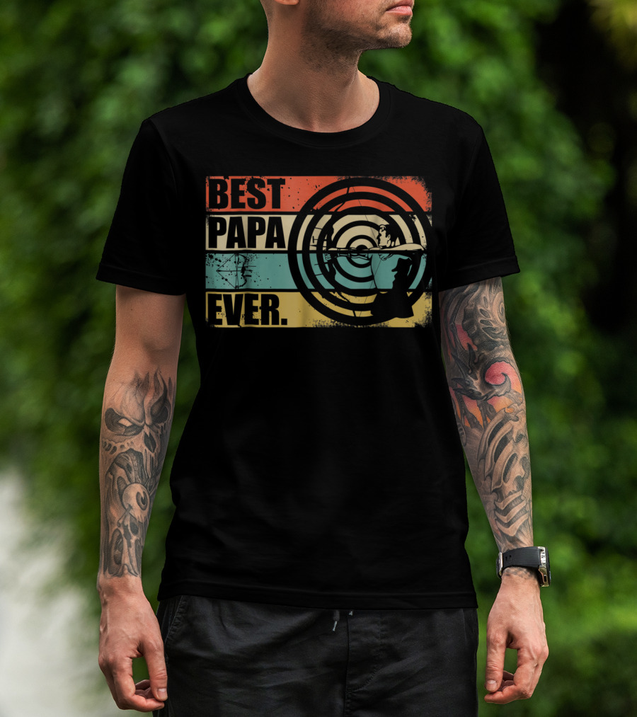 Best Papa Ever Archery Retro Target T-Shirt