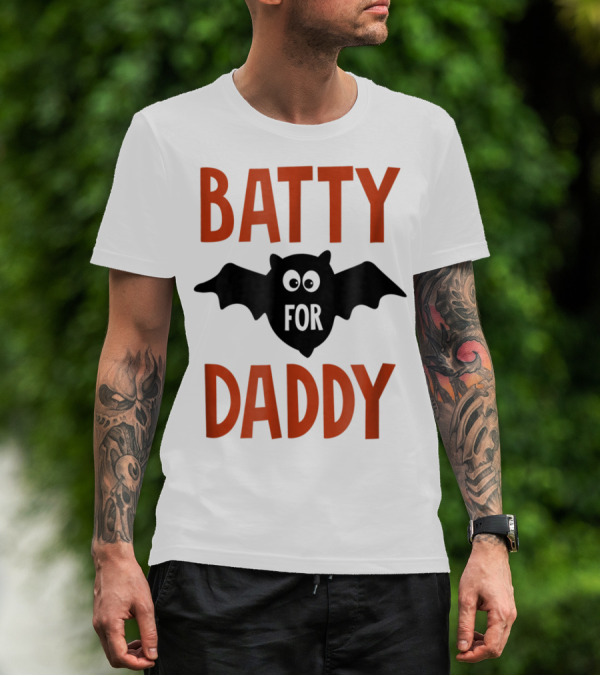 Batty For Daddy Halloween Kids Dad59 T-Shirt