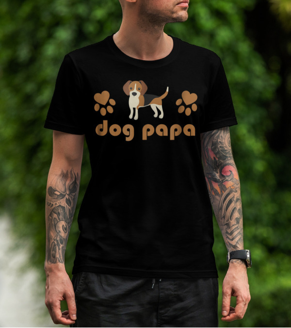 Dog Papa Beagle Dad Cute Funny Dog T-Shirt