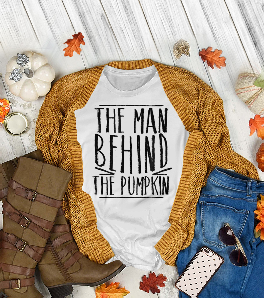 The Man Behind The Pumpkin Halloween Pregnancy Bump New Dad T-Shirt
